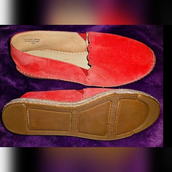 Espadrilles Seude Slip On Designer Loafers Talbots Cherry Coral Comfy 7.5 NWOT - Picture 4 of 8